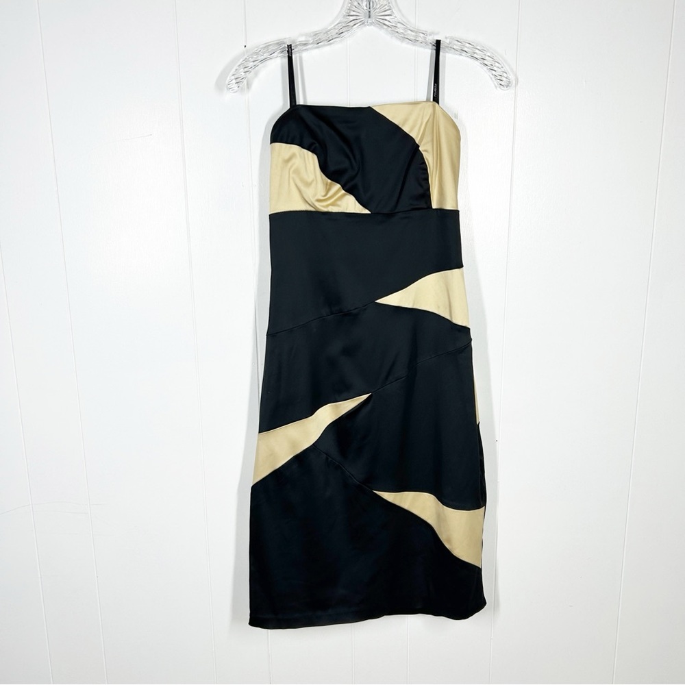 Roulette Black Gold Strapless Formal Dress 8